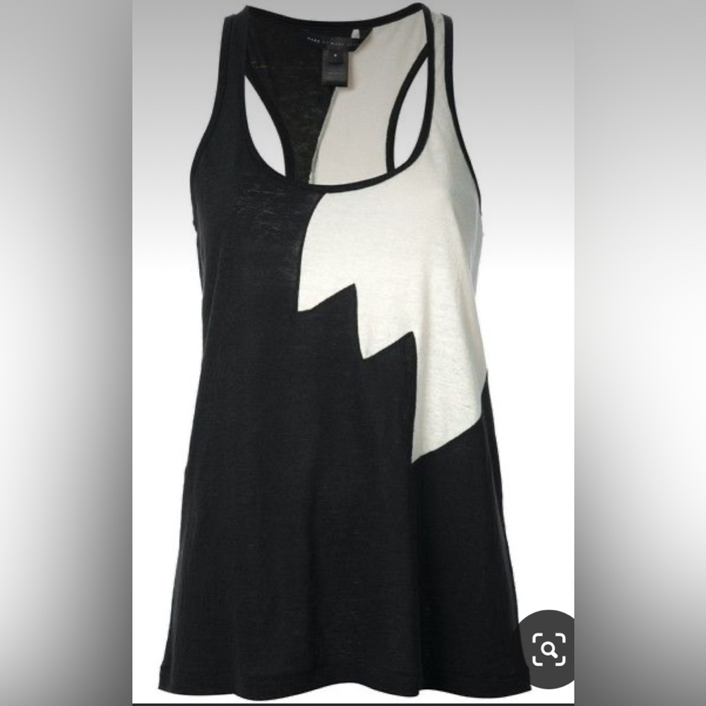 Marc Jacobs black white linen racerback flame tank Carmen GUC